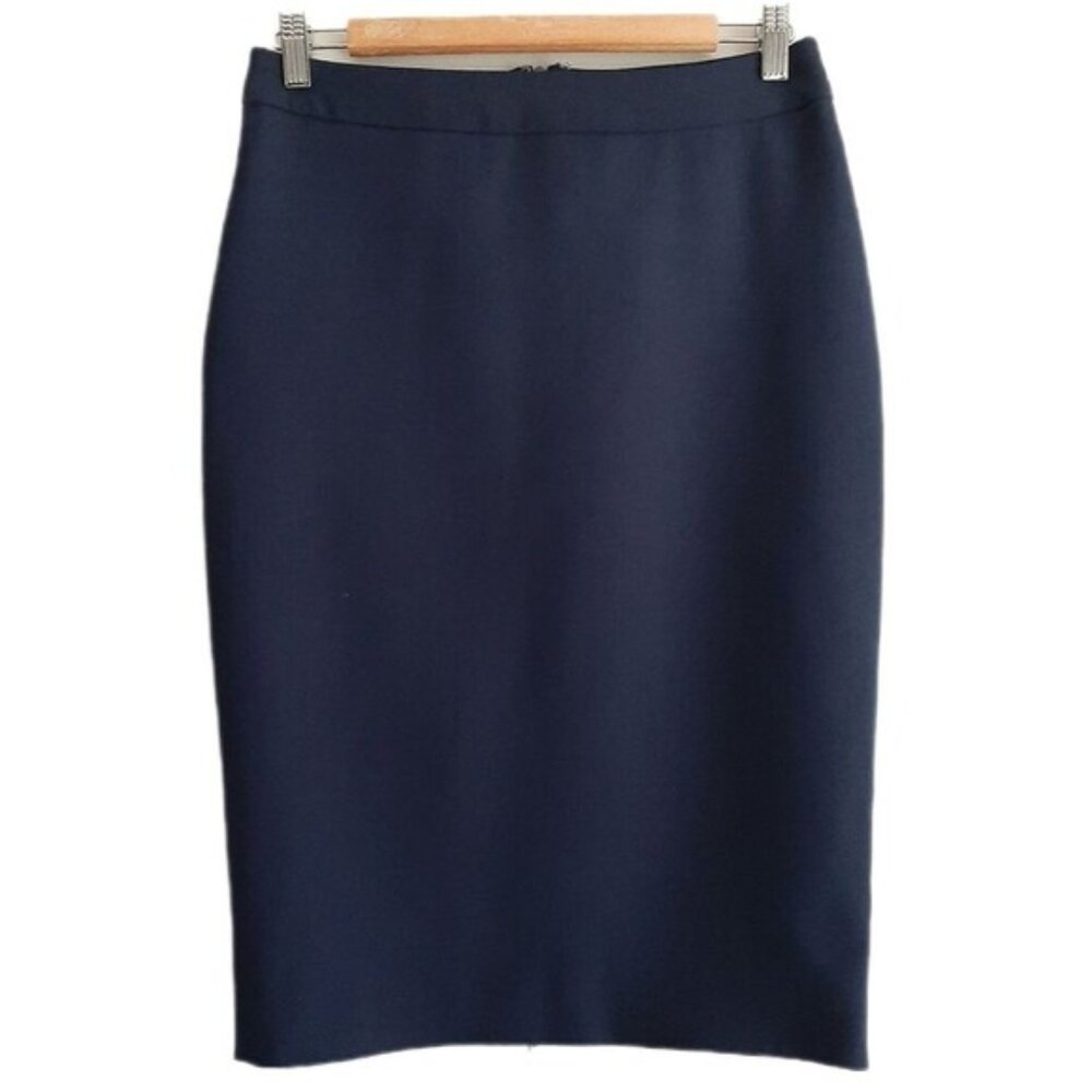 SANDRA ANGELOZZI Pencil Skirt Back Zipper Slit Navy Blue Sz S / Eur 36